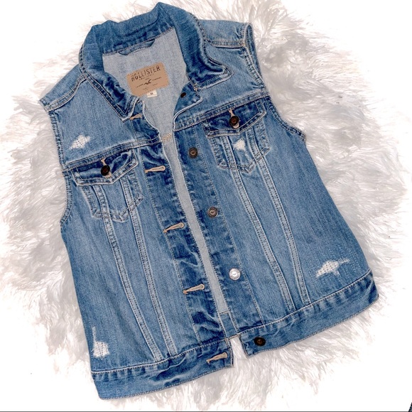 Hollister Jackets & Blazers - Hollister Distressed Denim Vest